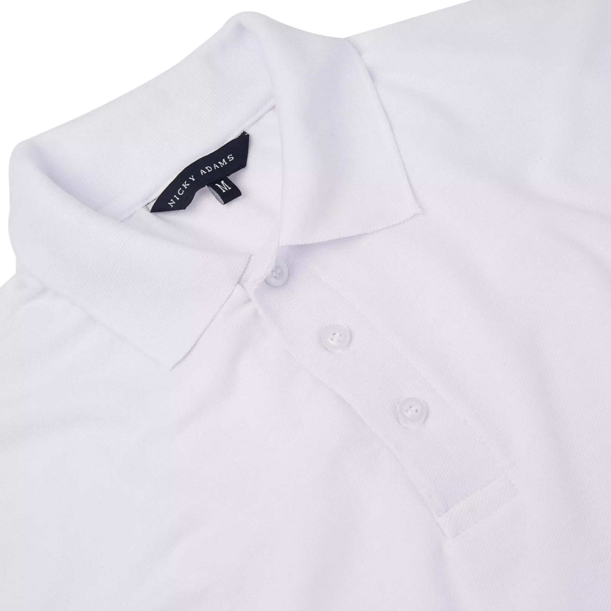 Men’s Nicky Adams short sleeve white polo shirt collared top